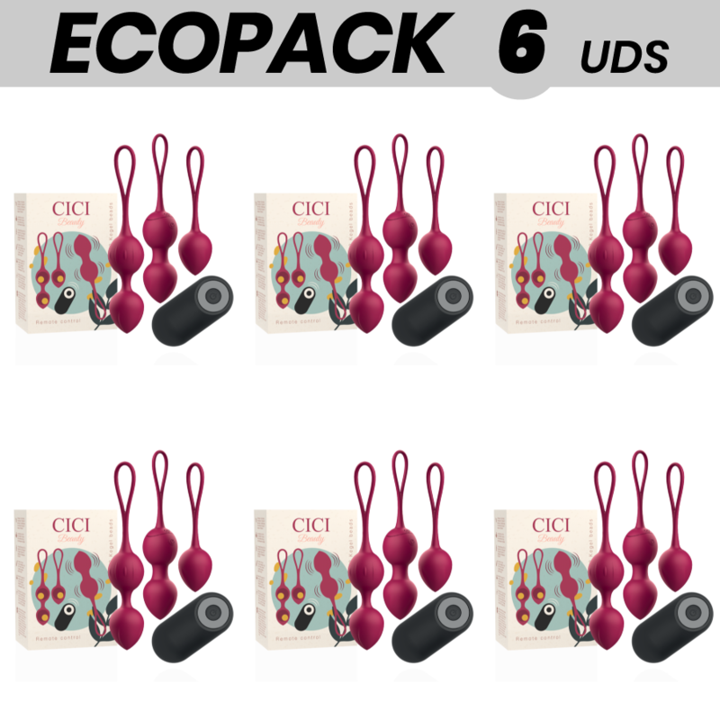 ECOPACK 6 EINHEITEN - CICI BEAUTY PREMIUM SILICONE 3 VIBRATING KEGEL BEADS REMOTE CONTROL