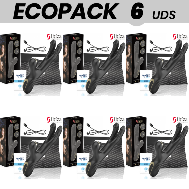 ECOPACK 6 EINHEITEN - IBIZA TWO DRAGONS DOPPELVIBRATOR SCHWARZ