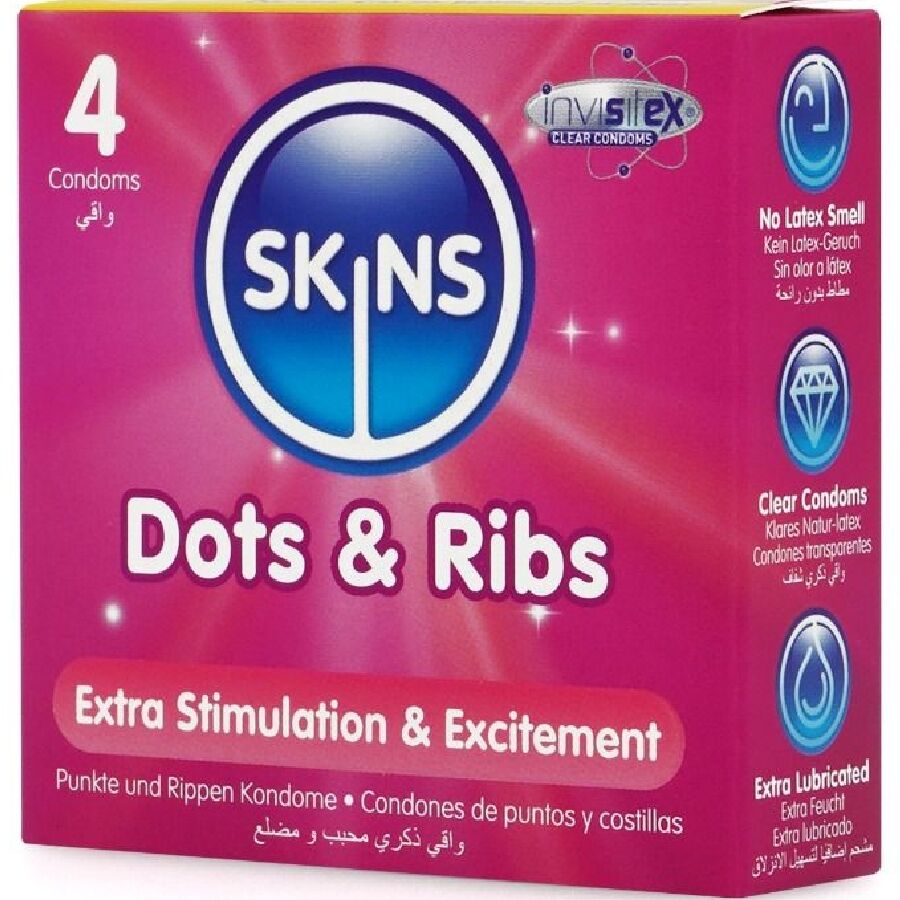 SKINS - DOTS RIBS PREMIUM-KONDOME 4ER-PACK – Bild 2