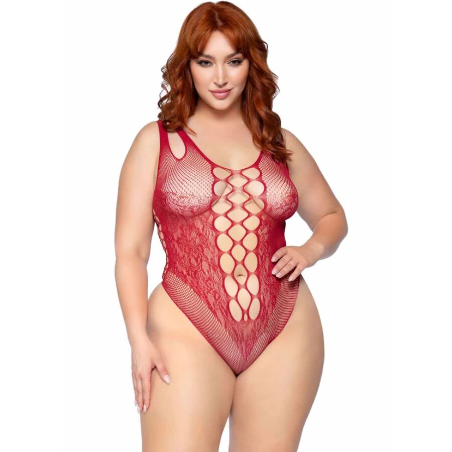 LEG AVENUE - 81641X NAHTLOSER BODY, BURGUNDER, GRÖSSE 1X/2X