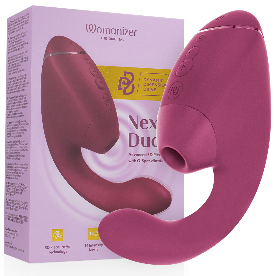WOMANIZER - DUO NEXT DOPPELTER KLITORIS- G-PUNKT-STIMULATOR, DUNKLES ROSA