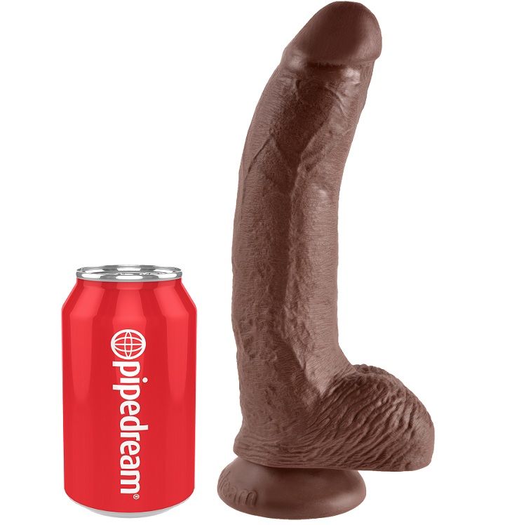 KING COCK - 9 DILDO BRAUN MIT EIER 22.9 CM – Bild 3