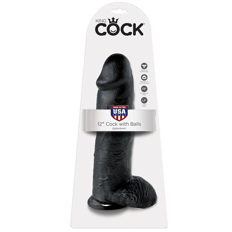 KING COCK - DILDO SCHWARZ MIT EIER 30.48 CM – Bild 5