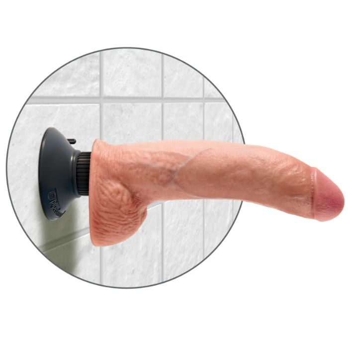 KING COCK - VIBRATORDILDO MIT HODEN 23 CM NATUR – Bild 3